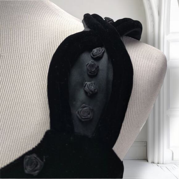 Vintage 90s Liz Claiborne Velvet Strap Formal Gown Gothic Regency Size 8 - Picture 6 of 11